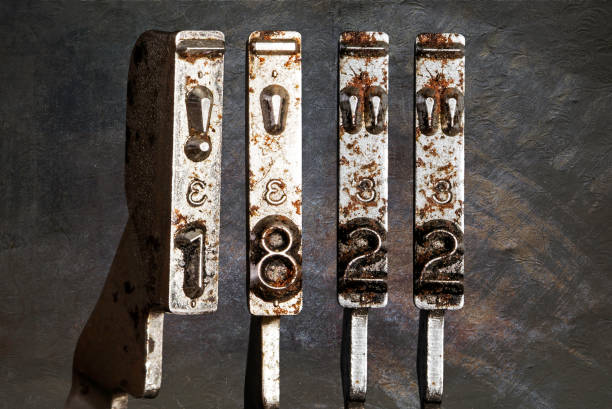vintage old typewriter hammers with the date  1822