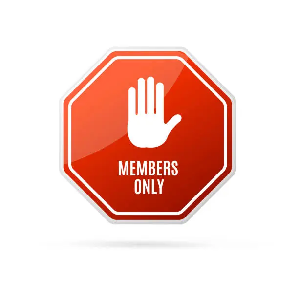 Vector illustration of Realistic Detailed 3d Members Only Red Sign. Vector