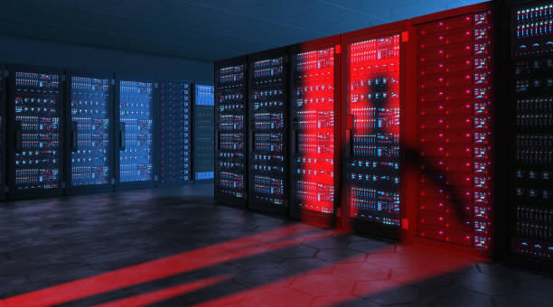 Suspicious person shadow breaking into a data center