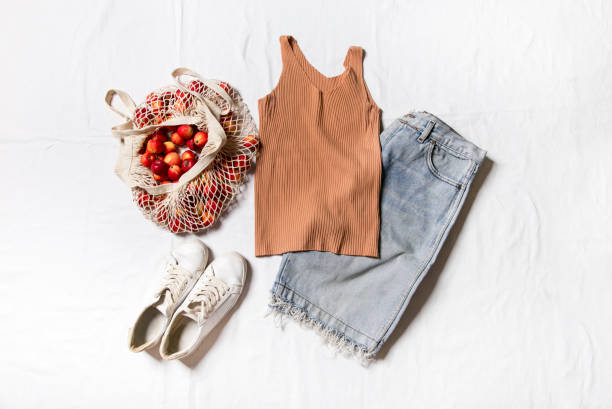 istock summer clothes on a white background. stylish women's outfit 1339007196