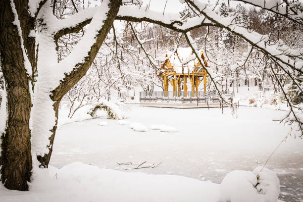 A Thai Pagoda with Buddha statue, Westpark, Munich, Bavaria, Germany.