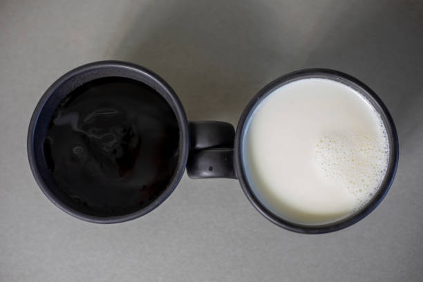 Black coffee and milk