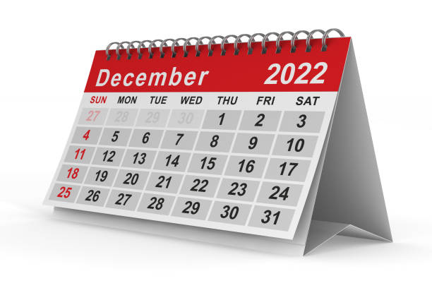 istock 2022 year. Calendar for December. Isolated 3D illustration 1339008489