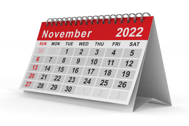 istock 2022 year. Calendar for November. Isolated 3D illustration 1339008496