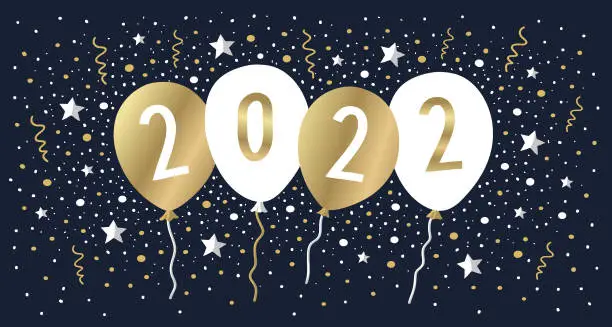 Vector illustration of New Year's party 2022 with confetti