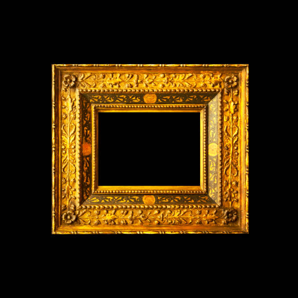 Antique wooden frame isolated on black background