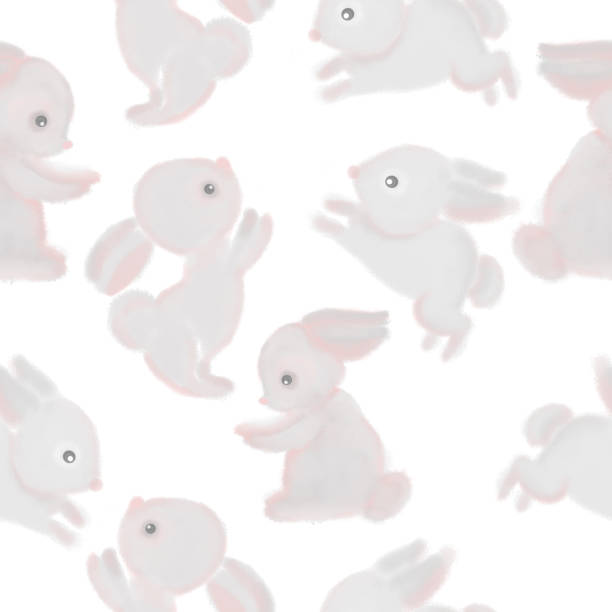 istock Seamless pattern with cute bunnies. Design for a holiday. Printing for wrapping paper. An illustration for printing. Children's composition. Texture for fabric and paper 1339011697