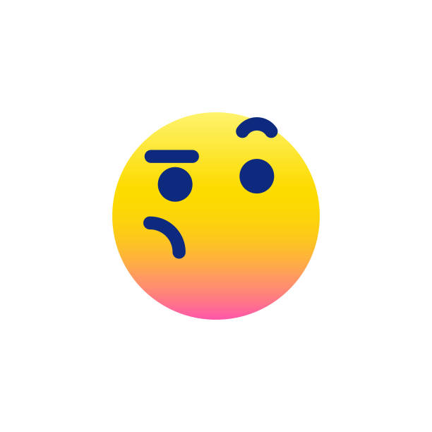 Emoticon cute design Vector illustration of a cute emoticon on a white background. Cut out design element with copy space for social media platforms, online messaging apps, global communications, friendship and relationships. flat thinking emoji stock illustrations