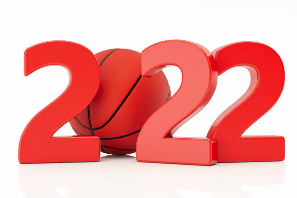 2022 new year concept with basketball - new years party time imagens e fotografias de stock