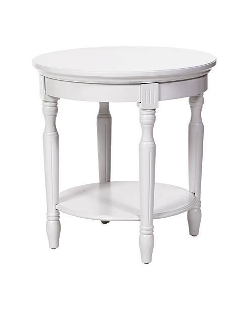 eleganckie stolik na biały z ścieżka odcinania - side table zdjęcia i obrazy z banku zdjęć