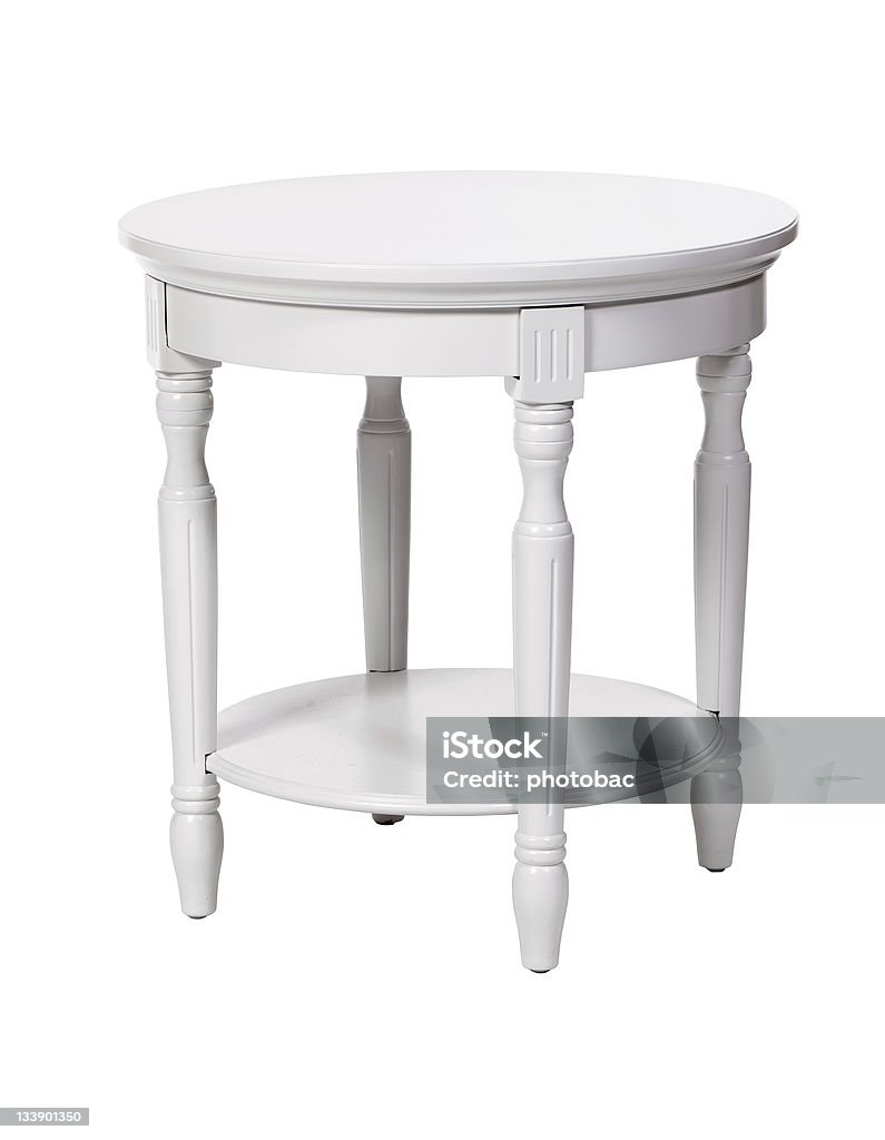 A elegante mesa de canto sobre branco com Traçado de Recorte - Foto de stock de Mesinha de Cabeceira royalty-free