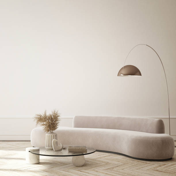 istock Mock up Wall, modern home interior background, living room, scandinavian style, 3D render, 3D illustration 1339013707