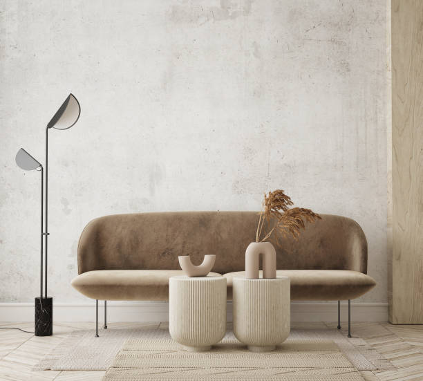 istock Mock up Wall, modern home interior background, living room, scandinavian style, 3D render, 3D illustration 1339013713