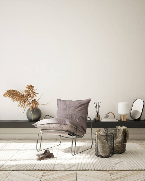 istock Mock up Wall, modern home interior background, living room, scandinavian style, 3D render, 3D illustration 1339013724