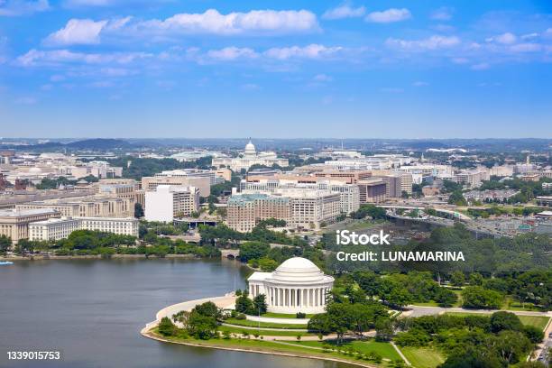 Washington Dc Aerial Thomas Jefferson Memorial Stock Photo - Download Image Now - Washington DC, Urban Skyline, Aerial View