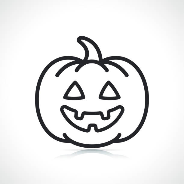 illustrations, cliparts, dessins animés et icônes de icône de symbole de ligne mince d’halloween - jock olantern