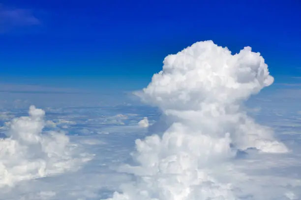 Cumulus sea of clouds view from aerial view aircraft point of view