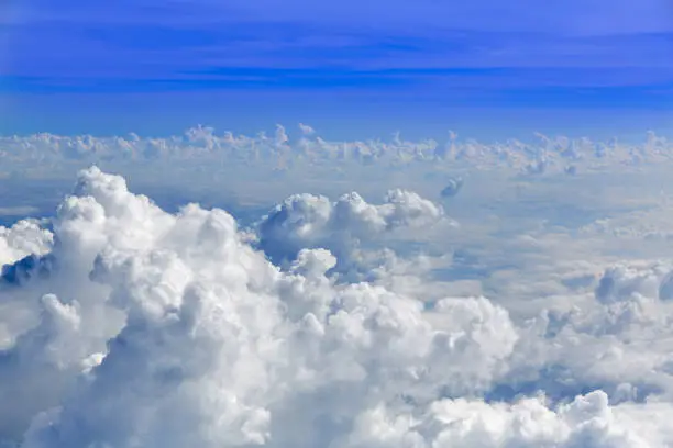 Cumulus sea of clouds view from aerial view aircraft point of view