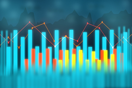 Analyzing sales data and economic growth graph chart