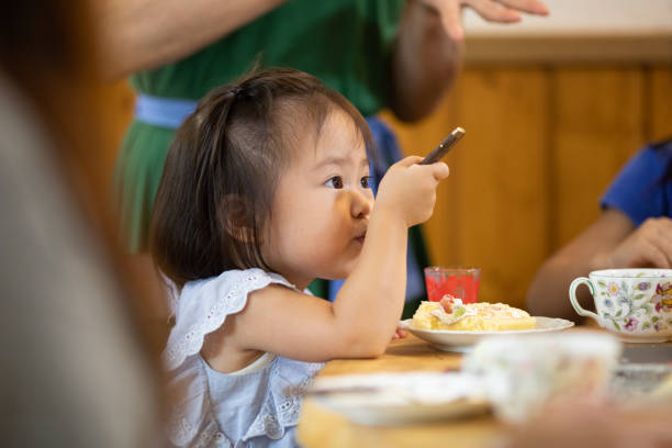 istock Adorable little girl at the dinner table 1339020212