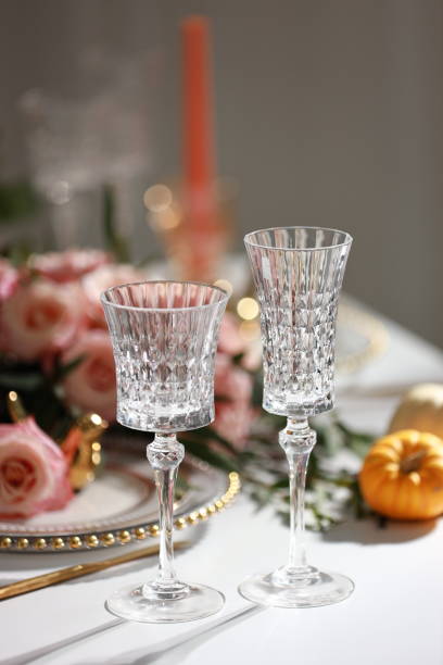 istock Classic white and pink set of wedding dinner table. 1339022127
