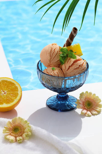 istock Cheese Ice cream by swimming pool for summer days. Cool. 1339022130