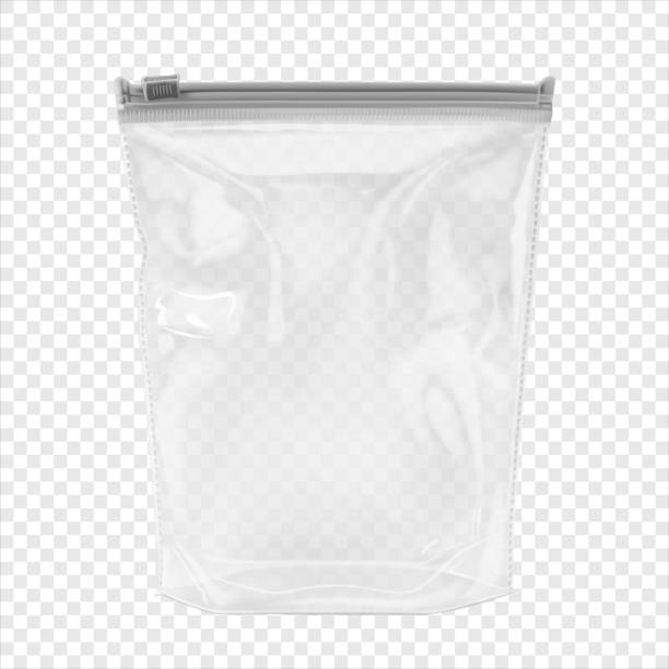 bildbanksillustrationer, clip art samt tecknat material och ikoner med transparent plastic packing with zip lock for traveling carry-on baggage realistic illustration isolated. empty plastic packaging mock up vector - cellofan