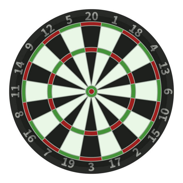 wektorowa płaska ikona celu rzutek ze znacznikami punktowymi - dartboard bulls eye vector pub stock illustrations