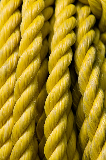Enrolado amarelo Corda - fotografia de stock