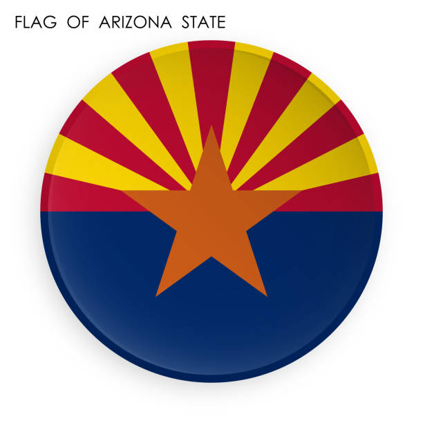 istock american state of ARIZONA flag icon in modern neomorphism style. Button for mobile application or web. Vector on white background 1339029794