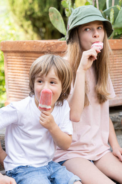 istock brother and sister eating ice cream 1339033393