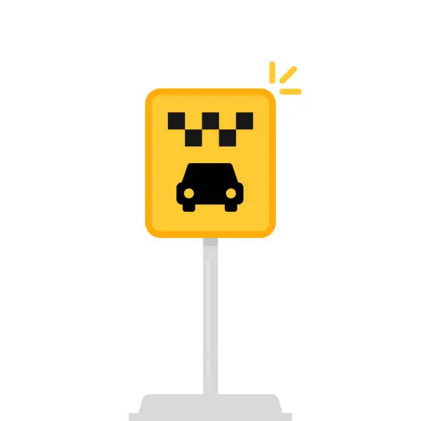 Vector illustration of cartoon taxi parking or station sign