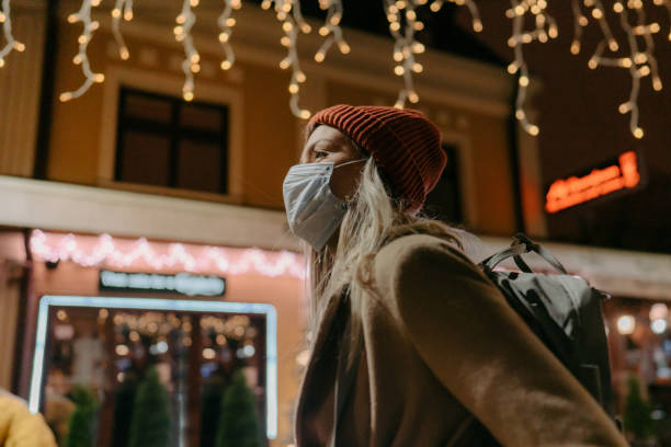 istock Christmas walk during pandemic 1339037472