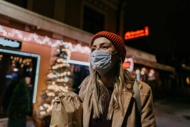 istock Christmas walk during pandemic 1339042061