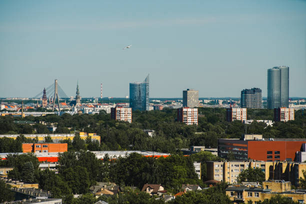 istock Summer cityscape of Riga. Top view. Modern urban architecture. 1339044687