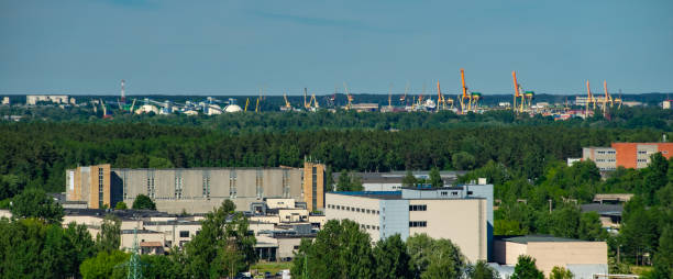 istock Summer cityscape. Top view Urban architecture. Process of construction 1339044692