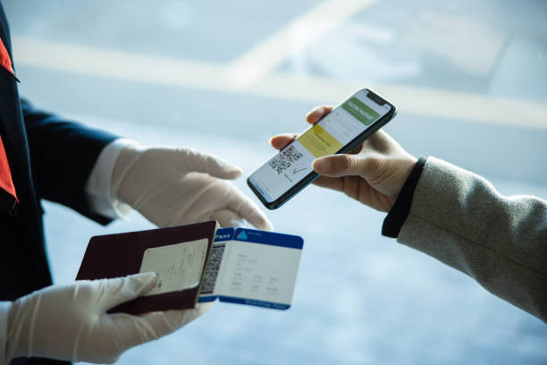 istock Check in at airport with vaccine passport 1339046080