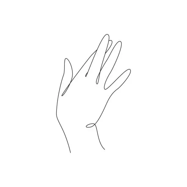 Vector illustration of Continuous one line drawing of a woman hand gesture crossed fingers. Symbol of Lucky, liar and false in doodle style. Liner Vector illustration