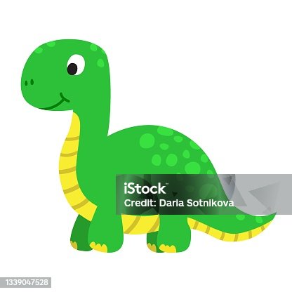istock Funny cartoon dinosaur, cute illustration in flat style. Colorful print for clothes, books, textile, design and decor. Illustration for babies, kids and children 1339047528