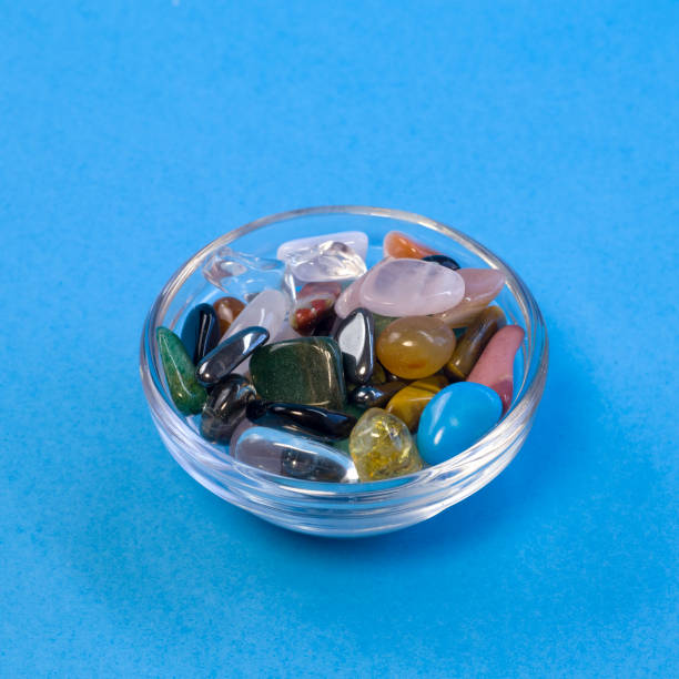 istock Collection Of Semi-Precious Gemstones on bright blue background 1339050228