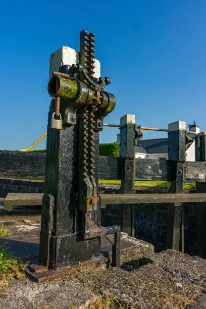 istock Close-up of a wind up ground paddle gear 1339054953