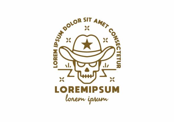 Cowboy skull line art with lorem ipsum text design
