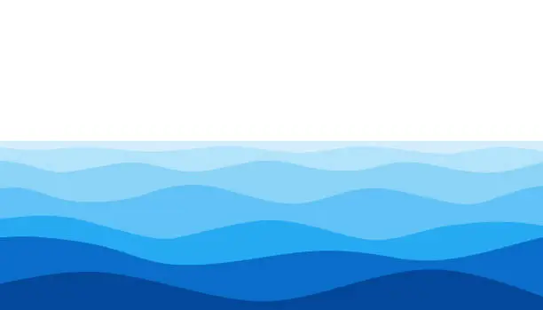 Vector illustration of Blue sea waters waves