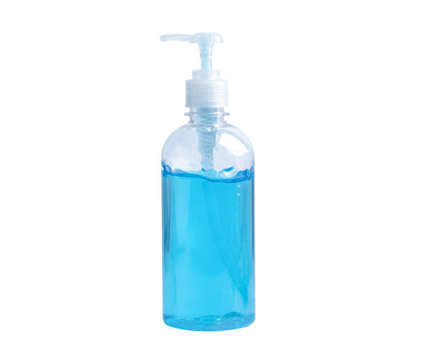 istock Blue alcohol sanitizer gel bottle isolated on white background with clipping path for protect Covid-19 Coronavirus virus. 1339062410