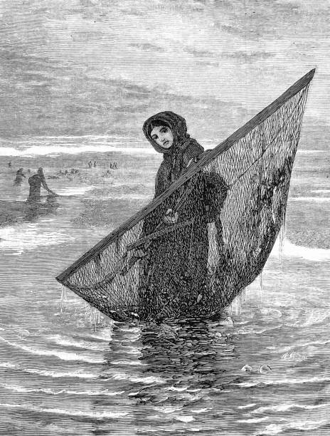 istock Shrimp fisherwoman in the sea holding a net 1339065088