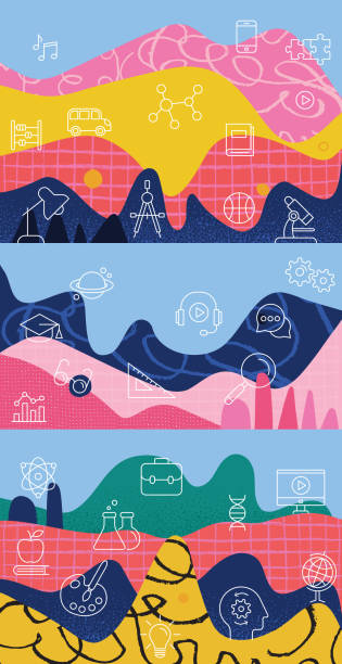 abstrakte diagramme hintergründe mit bildungssymbolen - apple grafiken stock-grafiken, -clipart, -cartoons und -symbole