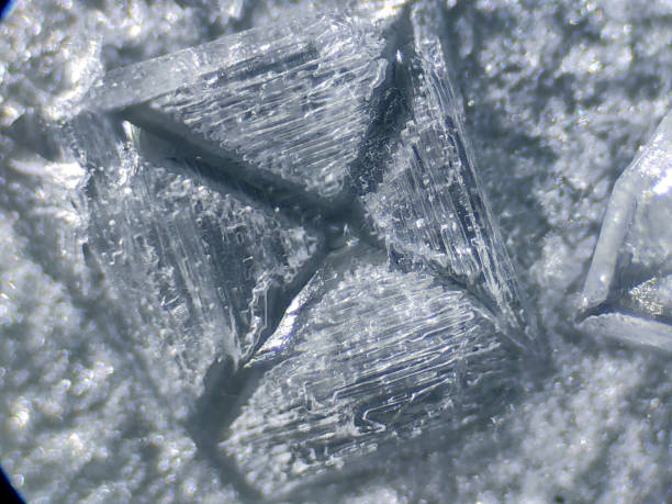 vue au microscope sur le cristal de sel - microscope view photos et images de collection