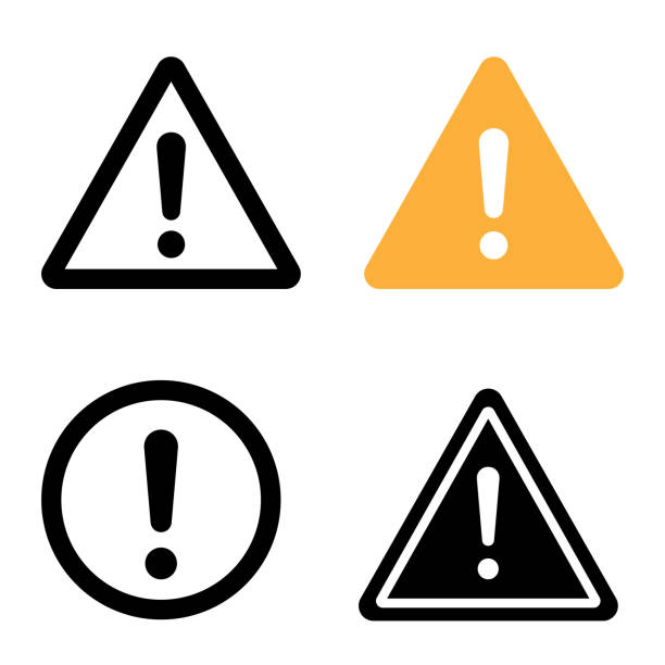 Caution warning signs. Exclamation danger sign. Warnings, attention sumbol. Triangle warning flat style - stock vector. Caution warning signs. Exclamation danger sign. Warnings, attention sumbol. Triangle warning flat style - stock vector. notification icon stock illustrations