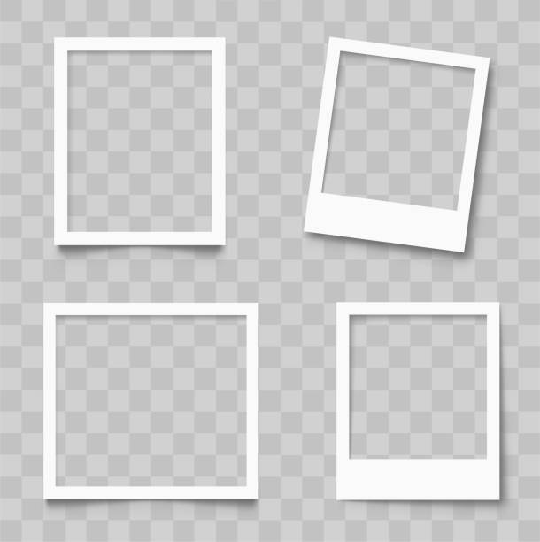 ilustrações, clipart, desenhos animados e ícones de configuração de moldura vazia realista. coleção de molduras antigas. molduras de fotos retrô em branco com sombras - vetor de estoque - picture frame