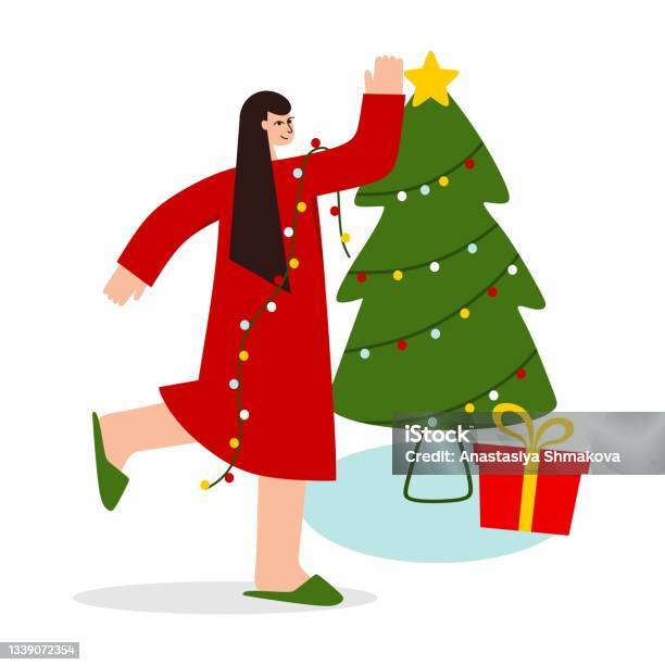 The Boy Opens Gifts Next To The Christmas Tree The Concept Of Christmas And  New Year Vector Illustration Stock Illustration - Download Image Now -  iStock